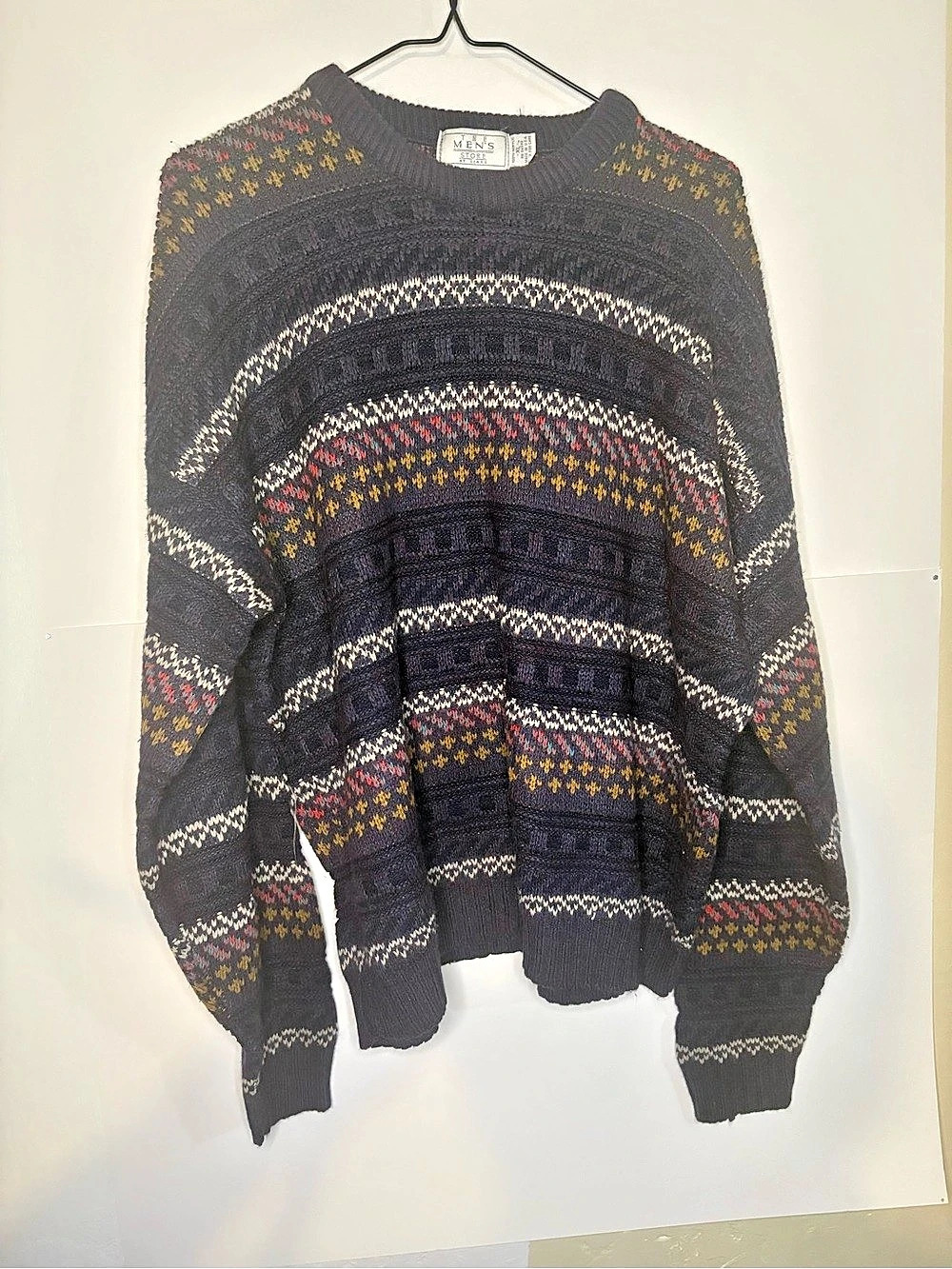 Vintage Made in USA The Men's Store Men's Geometric Knit Sweater Size XL